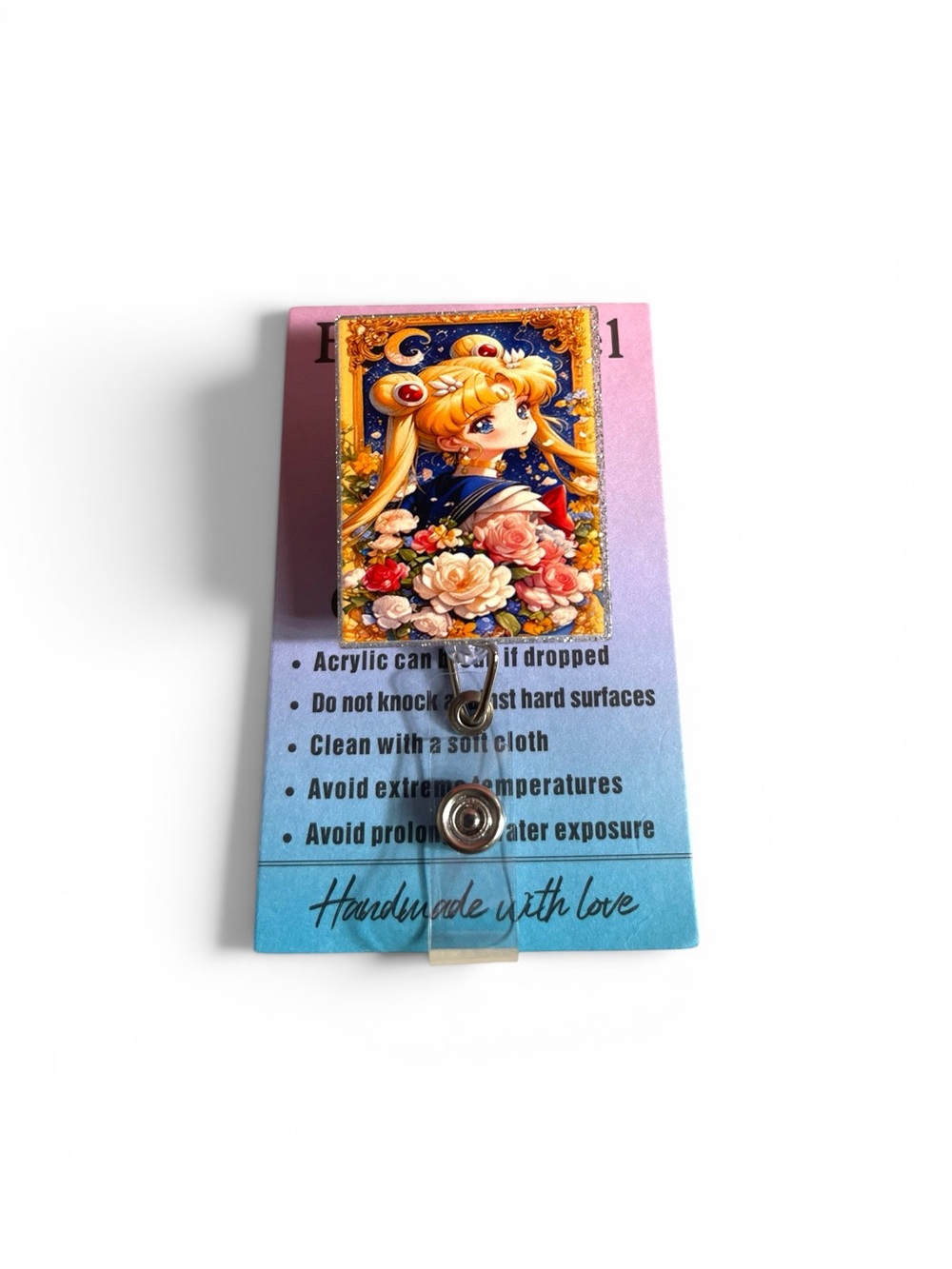 Sailor Moon Acrylic Badge Reel - Pink & Blue